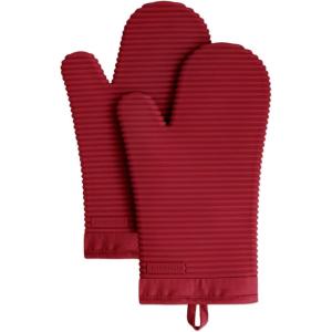 imageKitchenAid Ribbed Soft Silicone Oven Mitt Set Smoked Paprika 2 CountSmoked Paprika Red