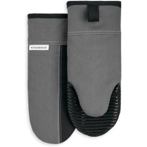 imageKitchenAid Beacon TwoTone NonSlip Oven Mitt Set Majestic Yellow 575quotx13quot 2 PieceContour SilverOnyx Black