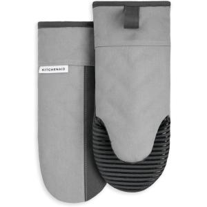imageKitchenAid Beacon TwoTone NonSlip Oven Mitt Set Majestic Yellow 575quotx13quot 2 PieceCool GreyFrost Grey