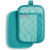 imageKitchenAid Beacon TwoTone NonSlip Pot Holder Set PistachioGraphite Green 7quotx10quot 2 PieceAqua Sky