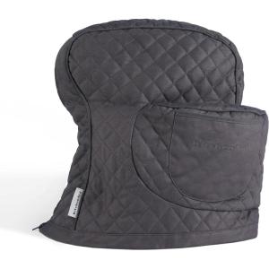 imageKITCHENAID Fitted TiltHead Solid Stand Mixer Cover with Storage Pocket Quilted 100 Cotton Onyx Black 144quotx18quotx10quotCharcoal Grey