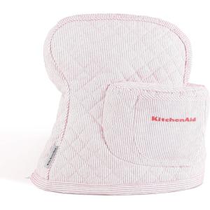 imageKITCHENAID Fitted TiltHead Solid Stand Mixer Cover with Storage Pocket Quilted 100 Cotton Onyx Black 144quotx18quotx10quotHibiscus Pink Stripe