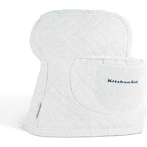 imageKITCHENAID Fitted TiltHead Solid Stand Mixer Cover with Storage Pocket Quilted 100 Cotton Onyx Black 144quotx18quotx10quotInk Blue Stripe