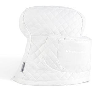 imageKITCHENAID Fitted TiltHead Solid Stand Mixer Cover with Storage Pocket Quilted 100 Cotton Onyx Black 144quotx18quotx10quotWhite