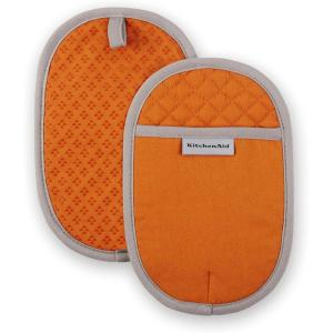 imageKitchenAid Asteroid Pot Holder 2Pack Set Boysenberry Purple 65quotx10quotHoney Orange