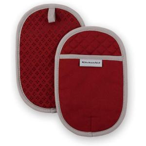 imageKitchenAid Asteroid Pot Holder 2Pack Set Boysenberry Purple 65quotx10quotSmoked Paprika Red