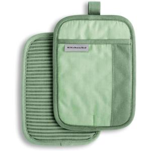imageKitchenAid Beacon TwoTone NonSlip Pot Holder Set PistachioGraphite Green 7quotx10quot 2 PiecePistachioGraphite Green