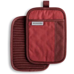imageKitchenAid Beacon TwoTone NonSlip Pot Holder Set PistachioGraphite Green 7quotx10quot 2 PieceSmoked Paprika