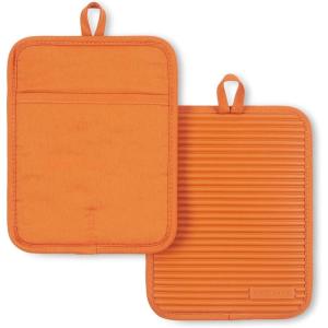 imageKitchenAid Ribbed Soft Silicone Pot Holder Set Ocean Drive 7quotx9quotHoney