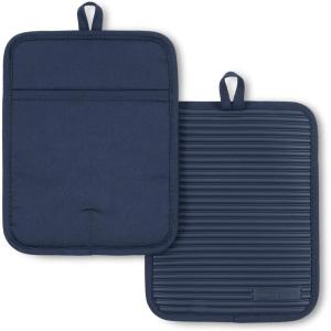 imageKitchenAid Ribbed Soft Silicone Pot Holder Set Ocean Drive 7quotx9quotInk Blue