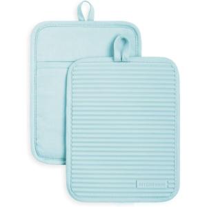 imageKitchenAid Ribbed Soft Silicone Pot Holder Set Ocean Drive 7quotx9quotMineral Water