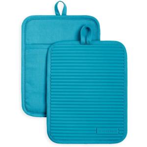 imageKitchenAid Ribbed Soft Silicone Pot Holder Set Ocean Drive 7quotx9quotOcean Drive