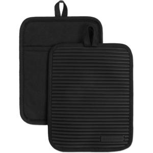imageKitchenAid Ribbed Soft Silicone Pot Holder Set Ocean Drive 7quotx9quotOnyx Black