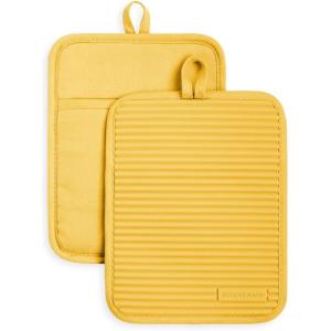 imageKitchenAid Ribbed Soft Silicone Pot Holder Set Ocean Drive 7quotx9quotOrange Sorbet