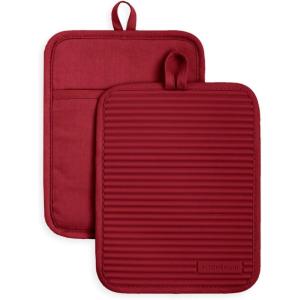 imageKitchenAid Ribbed Soft Silicone Pot Holder Set Ocean Drive 7quotx9quotSmoked Paprika