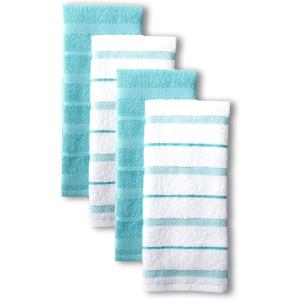 imageKitchenAid Albany Kitchen Towel 4Pack Set Dried RoseWhite 16quotx26quotAqua