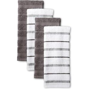 imageKitchenAid Albany Kitchen Towel 4Pack Set Dried RoseWhite 16quotx26quotCharcoal Grey
