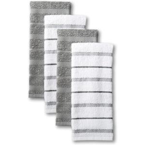 imageKitchenAid Albany Kitchen Towel 4Pack Set Dried RoseWhite 16quotx26quotGrey