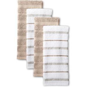 imageKitchenAid Albany Kitchen Towel 4Pack Set Dried RoseWhite 16quotx26quotMilkshake