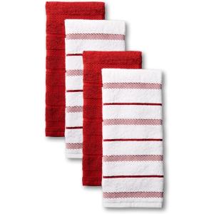 imageKitchenAid Albany Kitchen Towel 4Pack Set Dried RoseWhite 16quotx26quotPassion Red