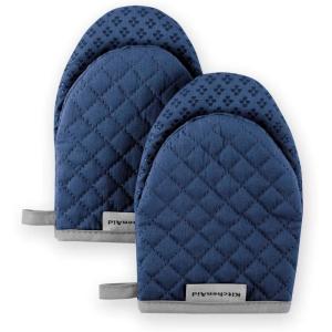 imageKitchenAid Asteroid Mini Oven Mitt 55quotx8quot Honey 2 CountBlue Willow