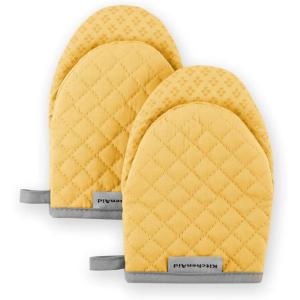 imageKitchenAid Asteroid Mini Oven Mitt 55quotx8quot Honey 2 CountButtercup Yellow