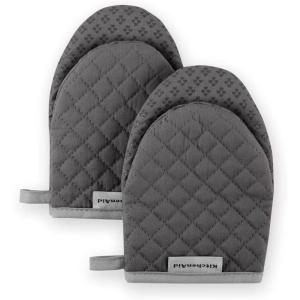 imageKitchenAid Asteroid Mini Oven Mitt 55quotx8quot Honey 2 CountCharcoal Grey