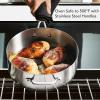 imageKitchenAid 3Ply Base Brushed Stainless Steel Deep Saute Pan with Helper Handle and Lid 45 QuartBrushed Stainless Steel