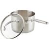 imageKitchenAid 3Ply Base Brushed Stainless Steel Sauce PanSaucepan with Lid 3 QuartBrushed Stainless Steel
