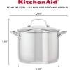 imageKitchenAid 3Ply Base Brushed Stainless Steel Stock PotStockpot with Lid 8 QuartStainless Steel