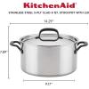 imageKitchenAid 5Ply Clad Polished Stainless Steel Stock PotStockpot with Lid 6 QuartStainless Steel