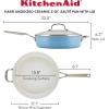 imageKitchenAid Hard Anodized Ceramic 5Quart Nonstick Saut Pan with ShatterResistant Lid ampamp Riveted Handle  Durable Even Heating Easy Clean Oven Safe to 500F Matte BlackBlue Velvet