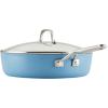 imageKitchenAid Hard Anodized Ceramic 5Quart Nonstick Saut Pan with ShatterResistant Lid ampamp Riveted Handle  Durable Even Heating Easy Clean Oven Safe to 500F Matte BlackBlue Velvet