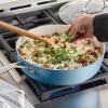 imageKitchenAid Hard Anodized Ceramic 5Quart Nonstick Saut Pan with ShatterResistant Lid ampamp Riveted Handle  Durable Even Heating Easy Clean Oven Safe to 500F Matte BlackBlue Velvet