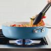 imageKitchenAid Hard Anodized Ceramic 5Quart Nonstick Saut Pan with ShatterResistant Lid ampamp Riveted Handle  Durable Even Heating Easy Clean Oven Safe to 500F Matte BlackBlue Velvet