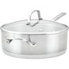 imageKitchenAid 3Ply Base Brushed Stainless Steel Deep Saute Pan with Helper Handle and Lid 45 QuartBrushed Stainless Steel