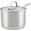 imageKitchenAid 3Ply Base Brushed Stainless Steel Sauce PanSaucepan with Lid 3 QuartBrushed Stainless Steel