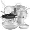 imageKitchenAid 3Ply Base Stainless Steel Cookware Pots and Pans Set 10 Piece Brushed Stainless