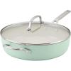 imageKitchenAid Hard Anodized Ceramic 5Quart Nonstick Saut Pan with ShatterResistant Lid ampamp Riveted Handle  Durable Even Heating Easy Clean Oven Safe to 500F Matte BlackPistachio