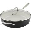 imageKitchenAid Hard Anodized Ceramic 5Quart Nonstick Saut Pan with ShatterResistant Lid ampamp Riveted Handle  Durable Even Heating Easy Clean Oven Safe to 500F Matte BlackMatte Black