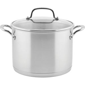 imageKitchenAid 3Ply Base Brushed Stainless Steel Stock PotStockpot with Lid 8 QuartStainless Steel