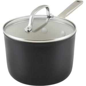imageKitchenAid Hard Anodized Ceramic Nonstick Cookware Sauce Pan with Lid 3 Quart Matte BlackMatte Black