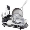 imageKitchenAid Compact Space Saving Aluminum Rust Resistant Dish Rack with Angled Self Draining Drainboard and Removable Flatware Caddy 17Inch CharcoalBlack