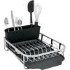 imageKitchenAid Compact Space Saving Aluminum Rust Resistant Dish Rack with Angled Self Draining Drainboard and Removable Flatware Caddy 17Inch CharcoalBlack
