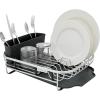imageKitchenAid Compact Space Saving Aluminum Rust Resistant Dish Rack with Angled Self Draining Drainboard and Removable Flatware Caddy 17Inch CharcoalBlack