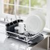 imageKitchenAid Compact Space Saving Aluminum Rust Resistant Dish Rack with Angled Self Draining Drainboard and Removable Flatware Caddy 17Inch CharcoalBlack