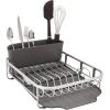 imageKitchenAid Compact Space Saving Aluminum Rust Resistant Dish Rack with Angled Self Draining Drainboard and Removable Flatware Caddy 17Inch CharcoalCharcoal