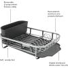 imageKitchenAid Compact Space Saving Aluminum Rust Resistant Dish Rack with Angled Self Draining Drainboard and Removable Flatware Caddy 17Inch CharcoalCharcoal