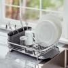 imageKitchenAid Compact Space Saving Aluminum Rust Resistant Dish Rack with Angled Self Draining Drainboard and Removable Flatware Caddy 17Inch CharcoalCharcoal