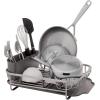 imageKitchenAid Compact Space Saving Aluminum Rust Resistant Dish Rack with Angled Self Draining Drainboard and Removable Flatware Caddy 17Inch CharcoalCharcoal